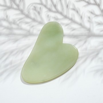 Пластина - скребок для массажа Гуаша в форме сердца, нефрит
