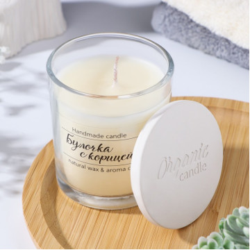 Свеча в стакане ароматизированная "Булочка с корицей", 7х7 см, 27 ч.