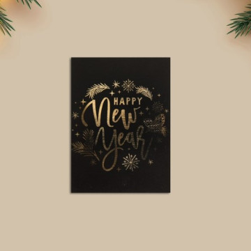 Открытка-комплимент Happy New Year золото, 8 × 6 см.