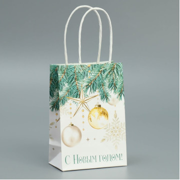 Пакет крафтовый «Роскошь Нового года», 15 × 10 × 6 см.