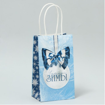 Пакет крафтовый «Уютной зимы», 12 × 21 × 9 см.|Количество ограничено