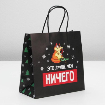 Пакет подарочный «Это лучше, чем ничего», 22 × 22 × 11 см.