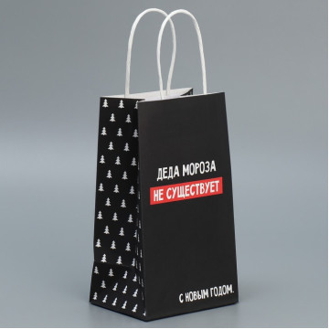 Пакет подарочный крафтовый «Деда Мороза нет», 12 × 21 × 9 см.