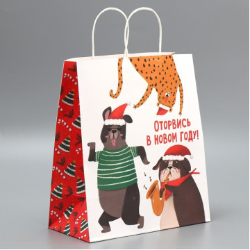 Пакет подарочный крафтовый «Оторвемся», 28 × 32 × 15 см.|Количество ограничено