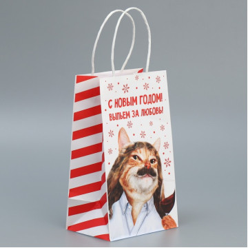 Пакет подарочный крафтовый «За любовь», 12 × 21 × 9 см.|Количество ограничено