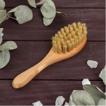Щётка для сухого массажа лица и шеи, натуральная щетина
