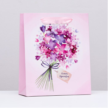 Пакет ламинированный вертикальный "Романтичный букет", 21 х 25 х 8 см.