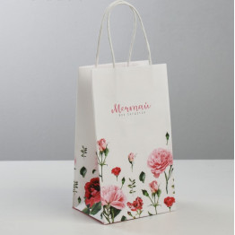 Пакет подарочный крафт «Мечтай!», 12 × 21 × 9 см.