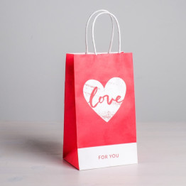 Пакет подарочный крафт «With LOVE», 12 х 21 х 9 см.