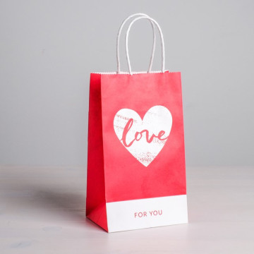 Пакет подарочный крафт «With LOVE», 12 х 21 х 9 см.
