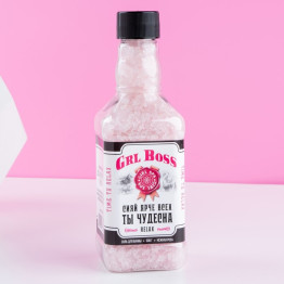 Соль для ванны во факоне виски GRL BOSS, аромат нежная роза, 300 г.