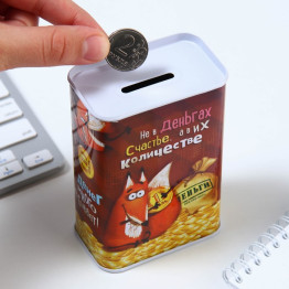 Копилка "Денег много не бывает", 6,5 х 12 см.