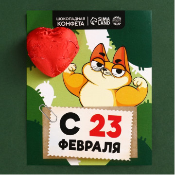 Конфета шоколадная на открытке «С 23 Февраля», 15 г.