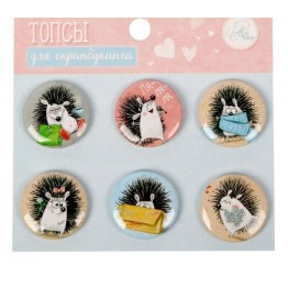Набор топсов (фишек) для скрапбукинга "Забавные ёжики"