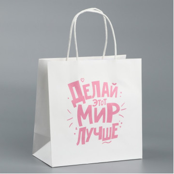 Пакет подарочный «Делай этот мир лучше», 22 × 22 × 11 см.
