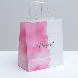 Пакет подарочный крафтовый «Present for you», 22 × 25 × 12 см.