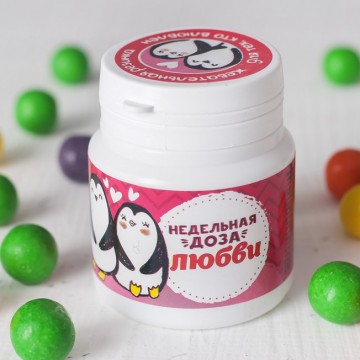 Жевательная резинка «Недельная доза любви» со вкусом тутти-фрутти, 40 г.| Фабрика счастья